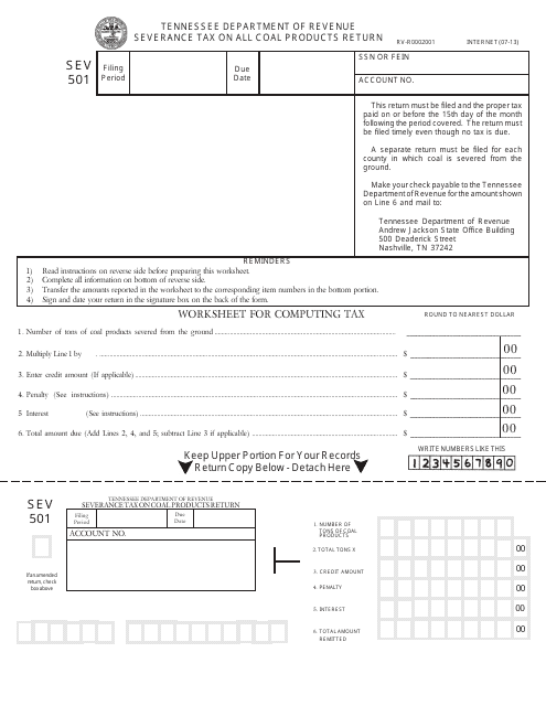 Form SEV501 (RV-R0002001)  Printable Pdf