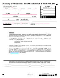 Document preview: Form P1 Birt No Tax Liability Form - City of Philadelphia, Pennsylvania, 2022