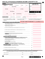 Document preview: Form BIRT-HJ Business Income & Receipts Tax - City of Philadelphia, Pennsylvania, 2022