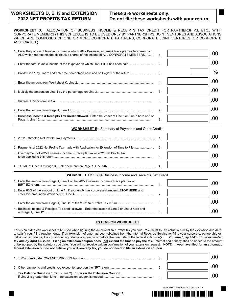 Net Profits Tax - City of Philadelphia, Pennsylvania, Page 3
