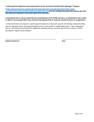 Vermont Certified Public Manager Program Application for Municipal and Non-profit Employees - Vermont, Page 2