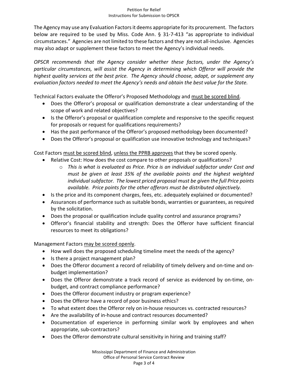 Petition for Relief From Competitive Sealed Bidding Requirements - Mississippi, Page 3