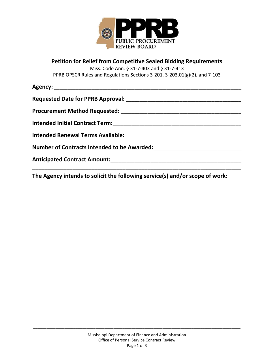 Petition for Relief From Competitive Sealed Bidding Requirements - Mississippi, Page 5