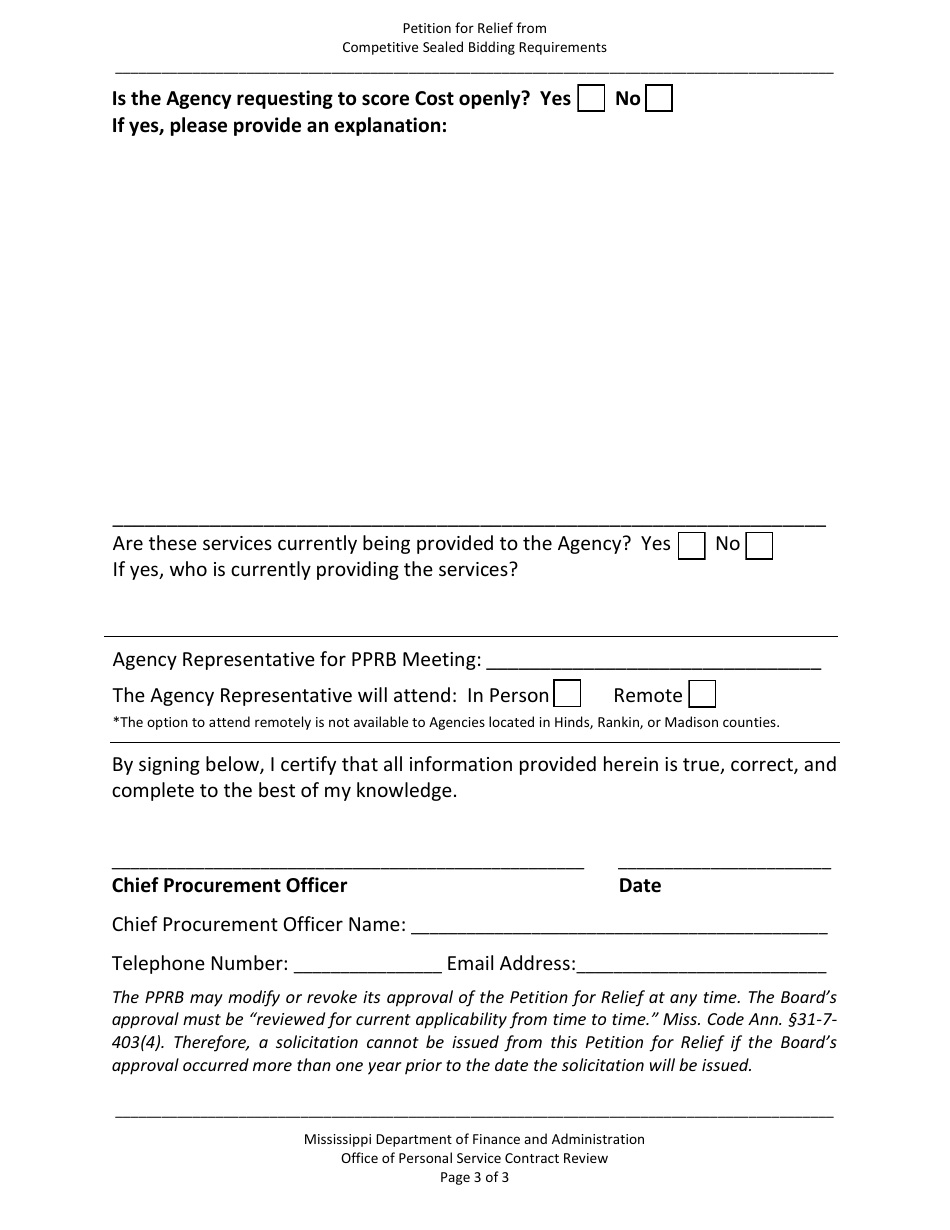 Petition for Relief From Competitive Sealed Bidding Requirements - Mississippi, Page 7