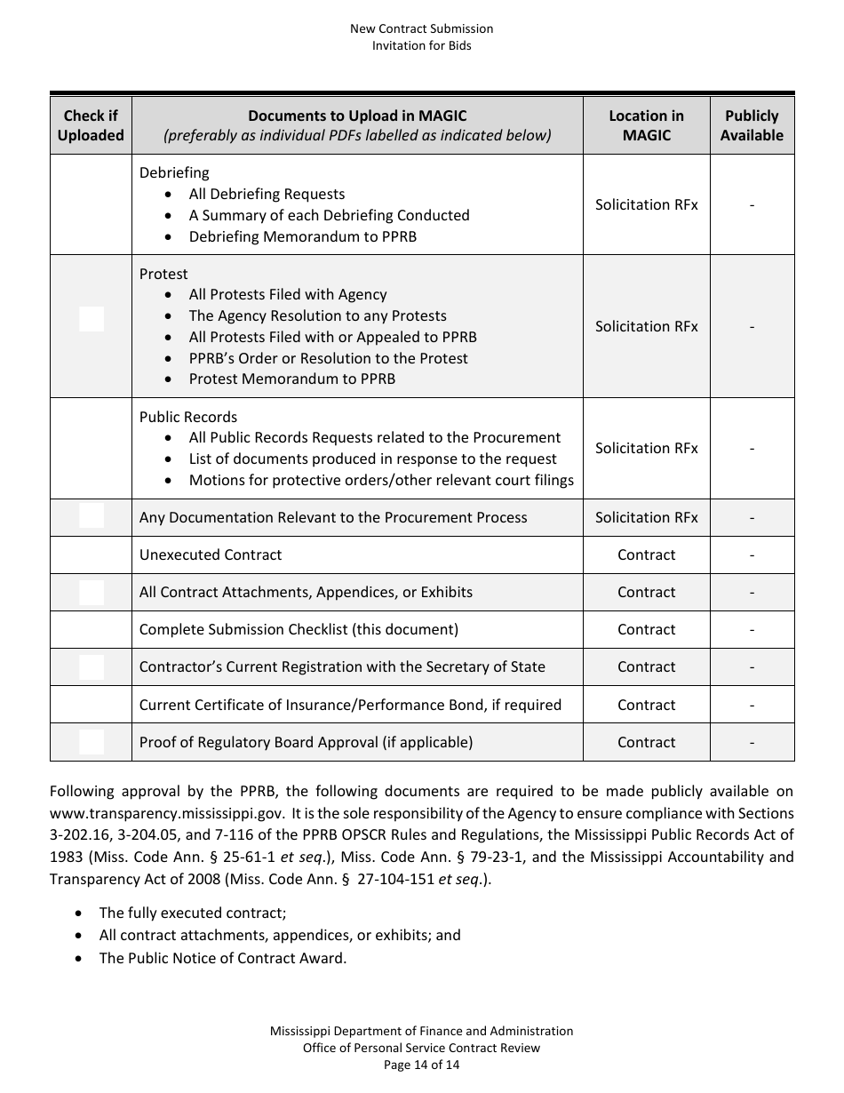 New Contract Submission - Invitation for Bids - Mississippi, Page 14