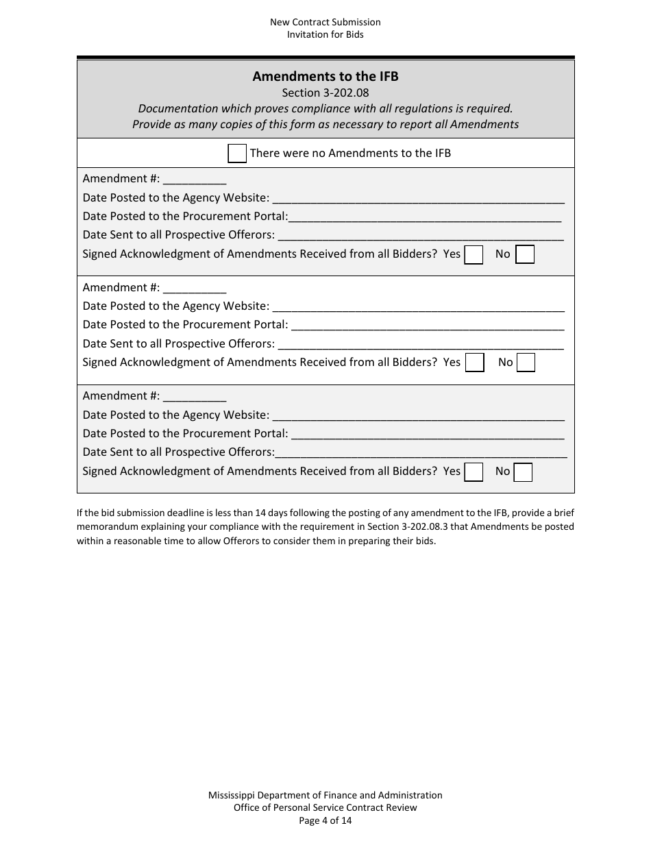 New Contract Submission - Invitation for Bids - Mississippi, Page 4