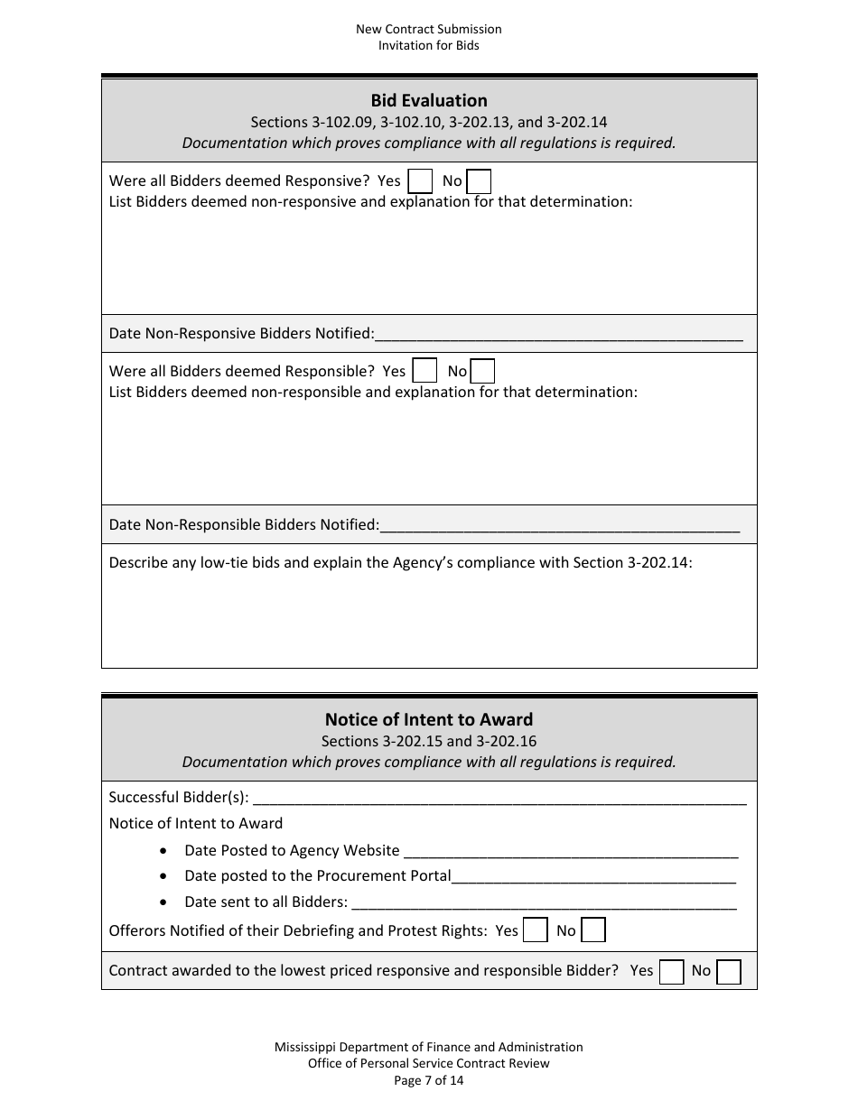 New Contract Submission - Invitation for Bids - Mississippi, Page 7