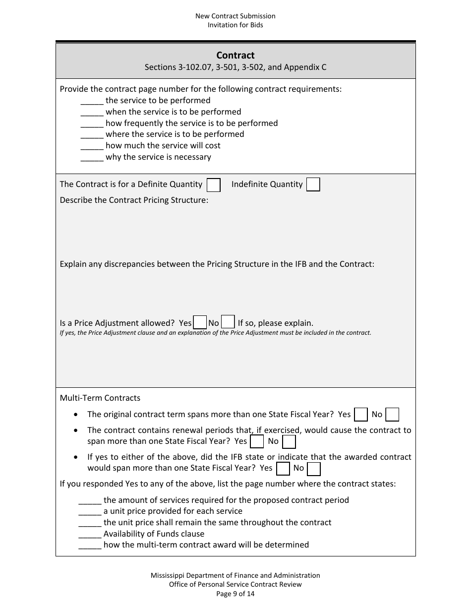 New Contract Submission - Invitation for Bids - Mississippi, Page 9