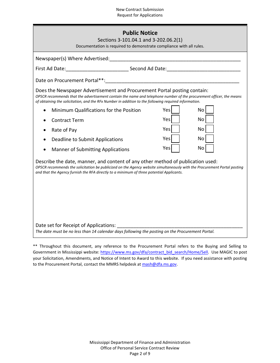 New Contract Submission - Request for Applications (Contract Worker) - Mississippi, Page 2