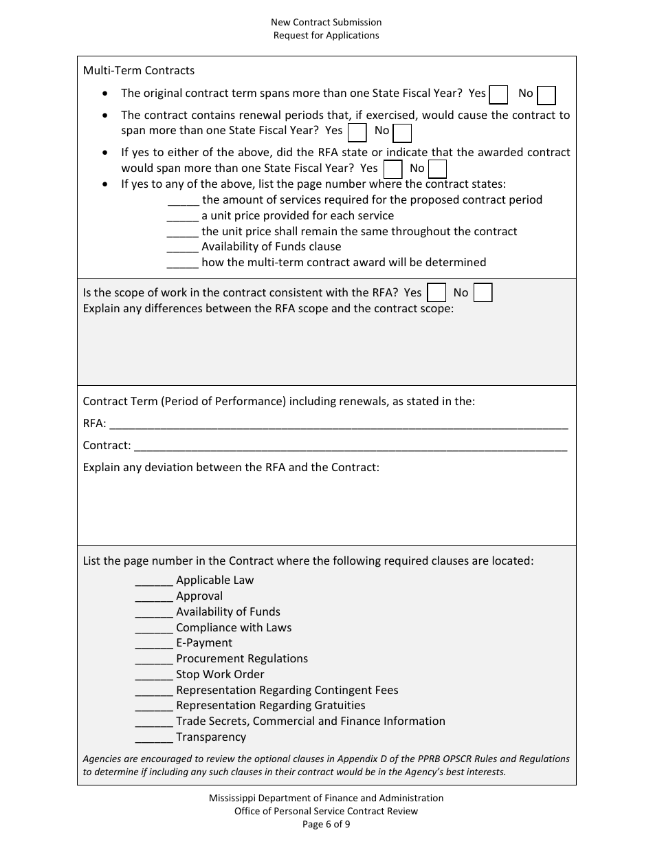 New Contract Submission - Request for Applications (Contract Worker) - Mississippi, Page 6
