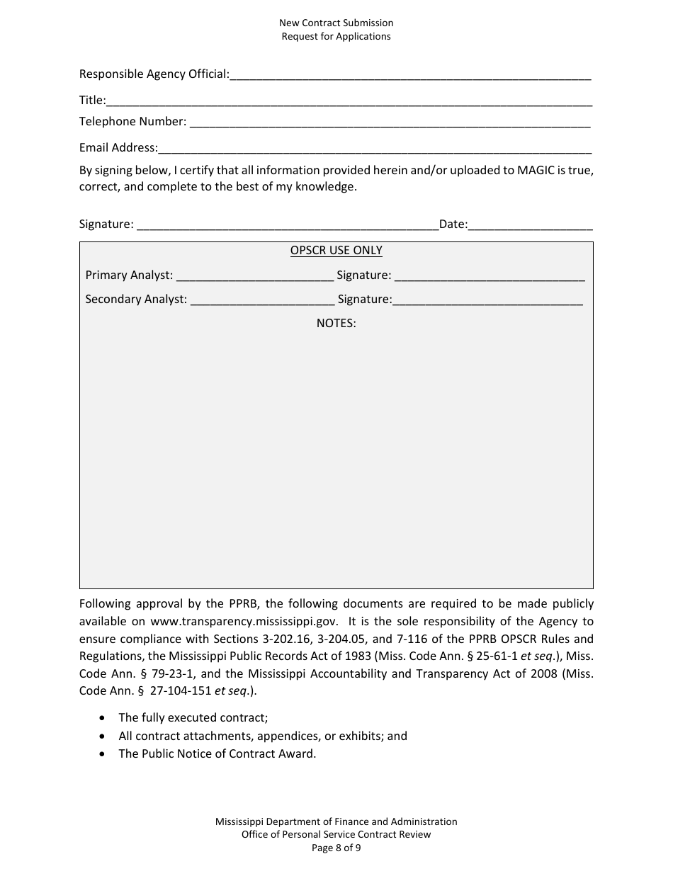 New Contract Submission - Request for Applications (Contract Worker) - Mississippi, Page 8