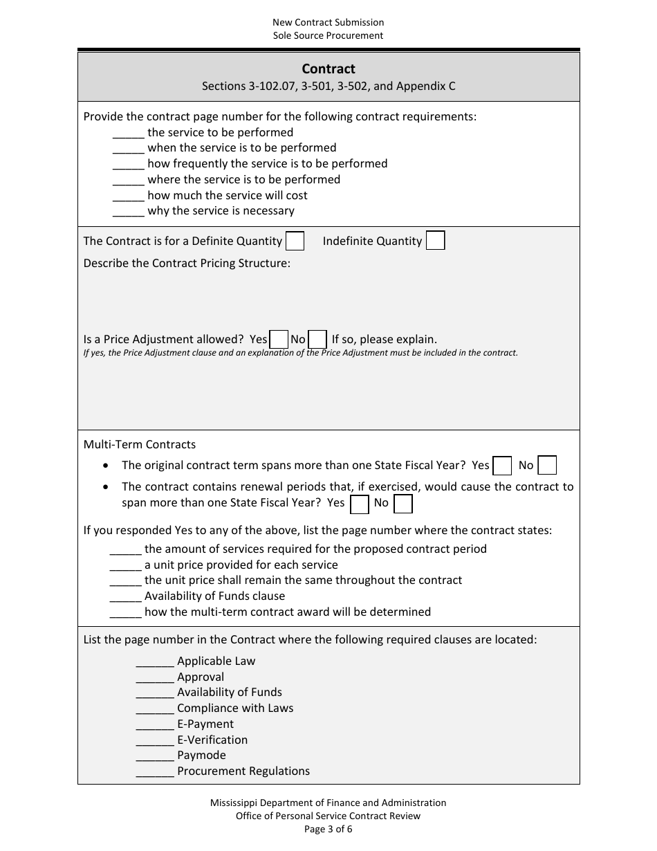New Contract Submission - Sole Source Procurement - Mississippi, Page 3