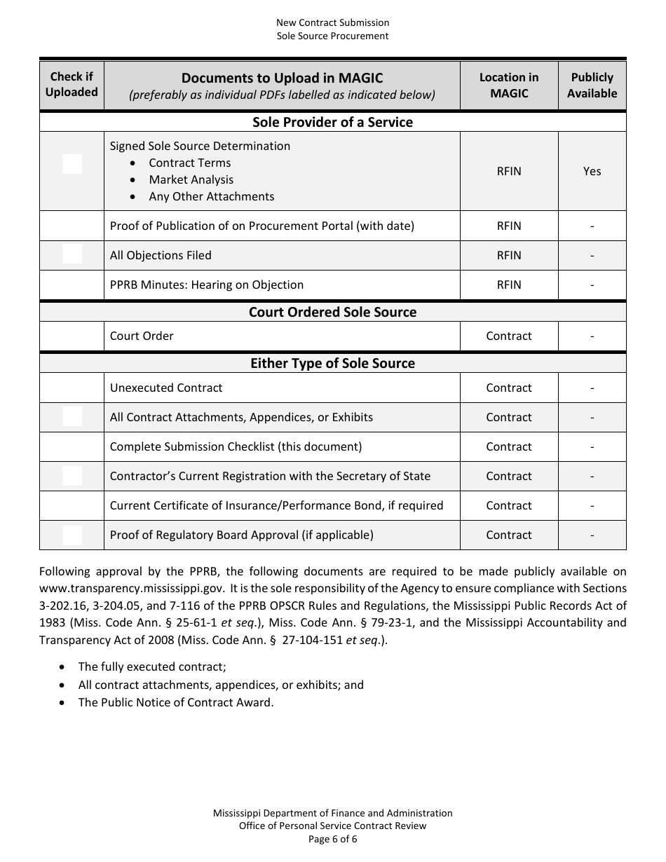 New Contract Submission - Sole Source Procurement - Mississippi, Page 6