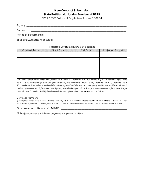 New Contract Submission - State Entities Not Under Purview of Pprb - Mississippi Download Pdf