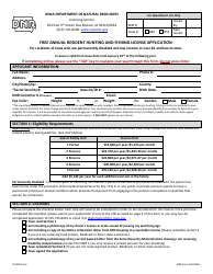 DNR Form 542-8056 Free Annual Resident Hunting and Fishing License Application - Iowa