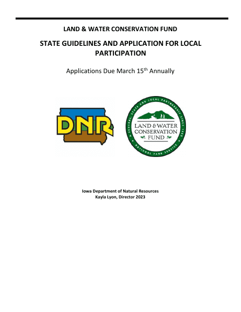 DNR Form 542-0128 Land and Water Conservation Fund Grant Application - Iowa, 2023