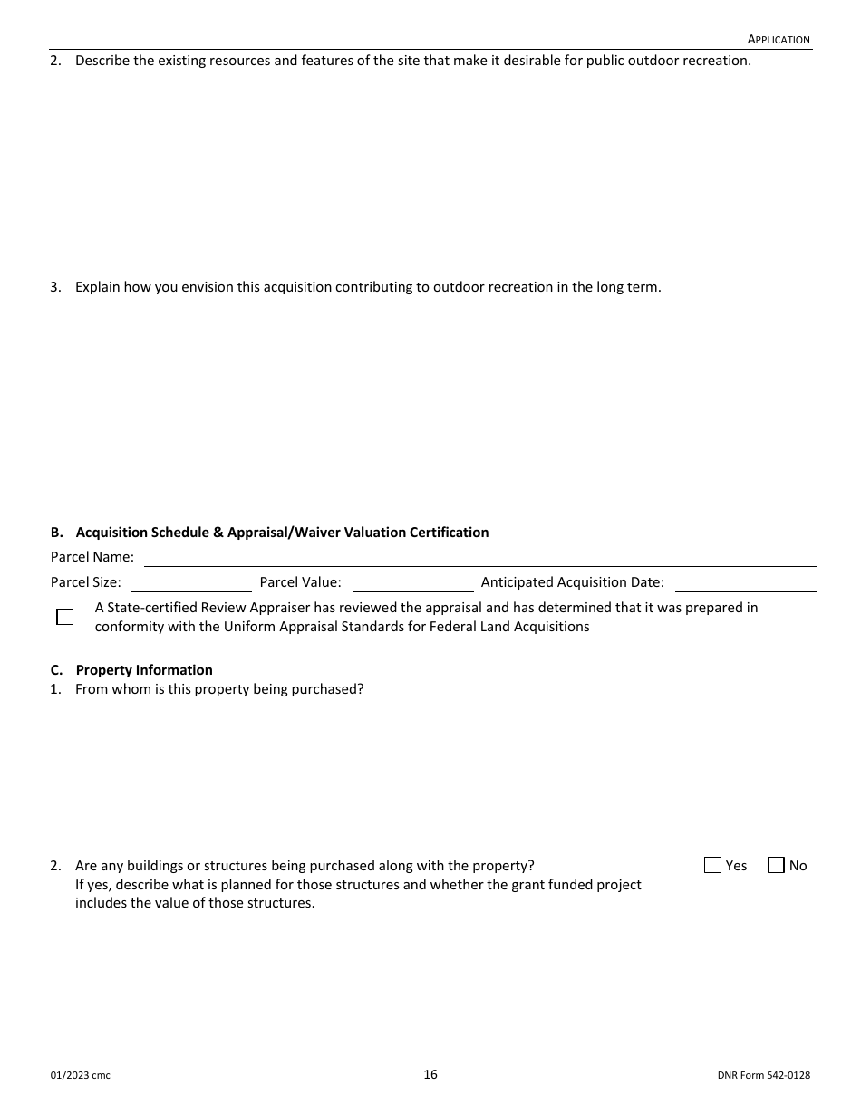 DNR Form 542-0128 Land and Water Conservation Fund Grant Application - Iowa, Page 16