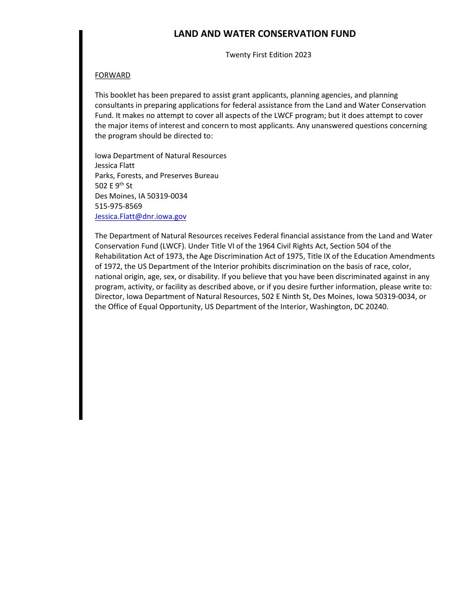 DNR Form 542-0128 Land and Water Conservation Fund Grant Application - Iowa, Page 2