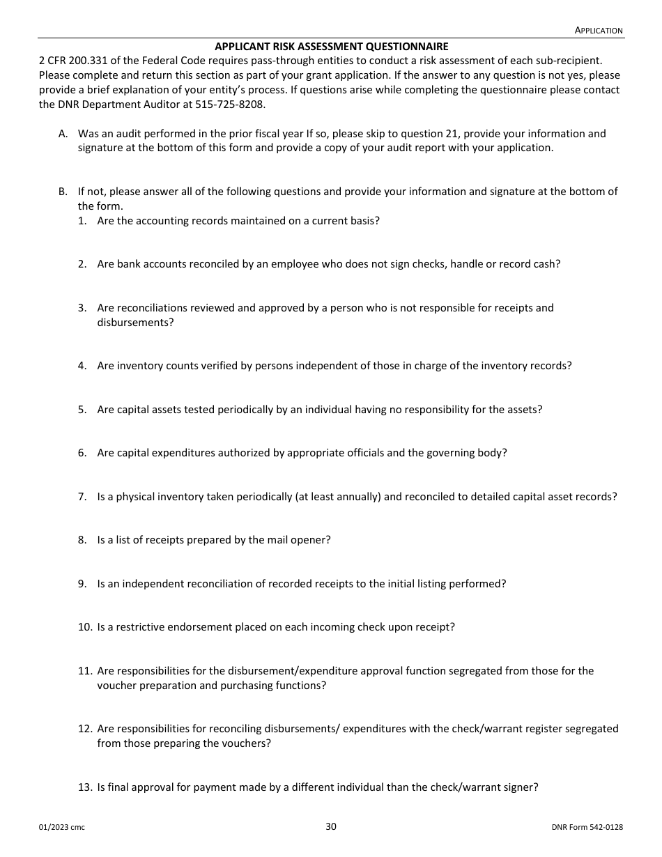 DNR Form 542-0128 Land and Water Conservation Fund Grant Application - Iowa, Page 30
