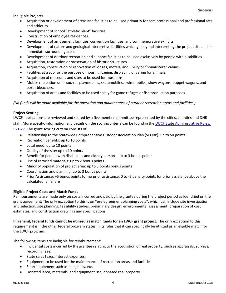 DNR Form 542-0128 Land and Water Conservation Fund Grant Application - Iowa, Page 4