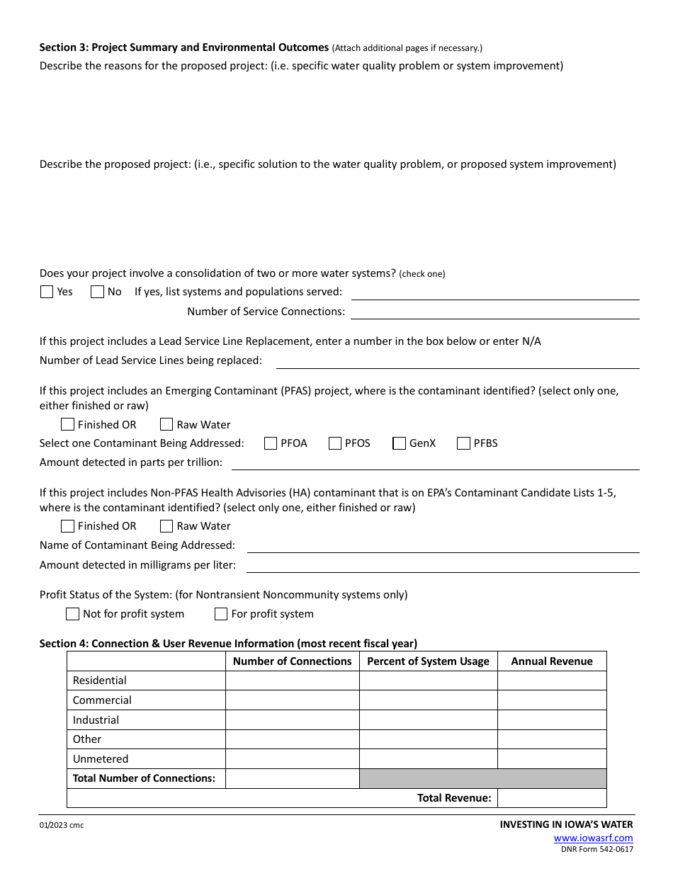 DNR Form 542-0617 Drinking Water State Revolving Fund Intended Use Plan (Iup) Application Form - Iowa, Page 4