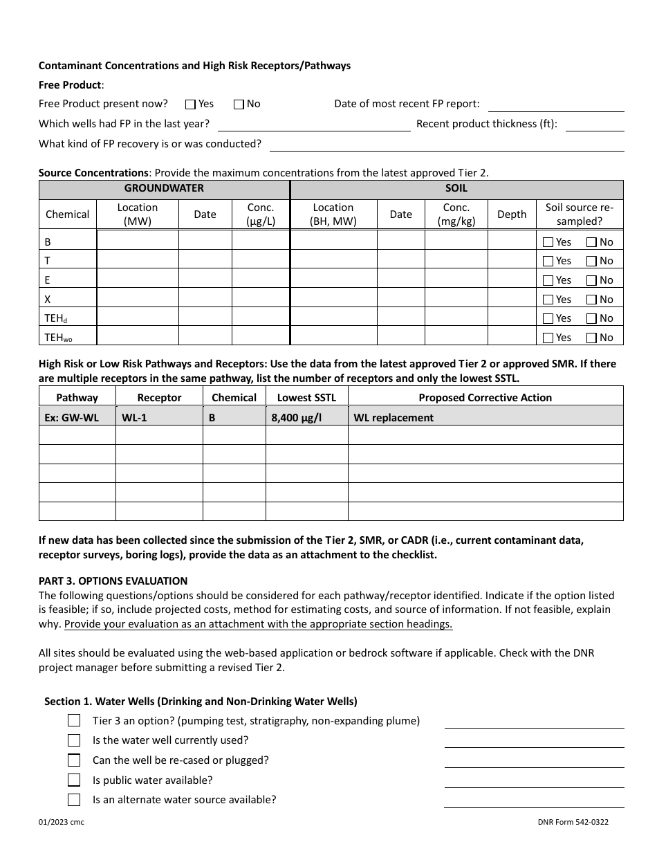 DNR Form 542-0322 Post Tier 2 Scr Evaluation Worksheet - Iowa, Page 3