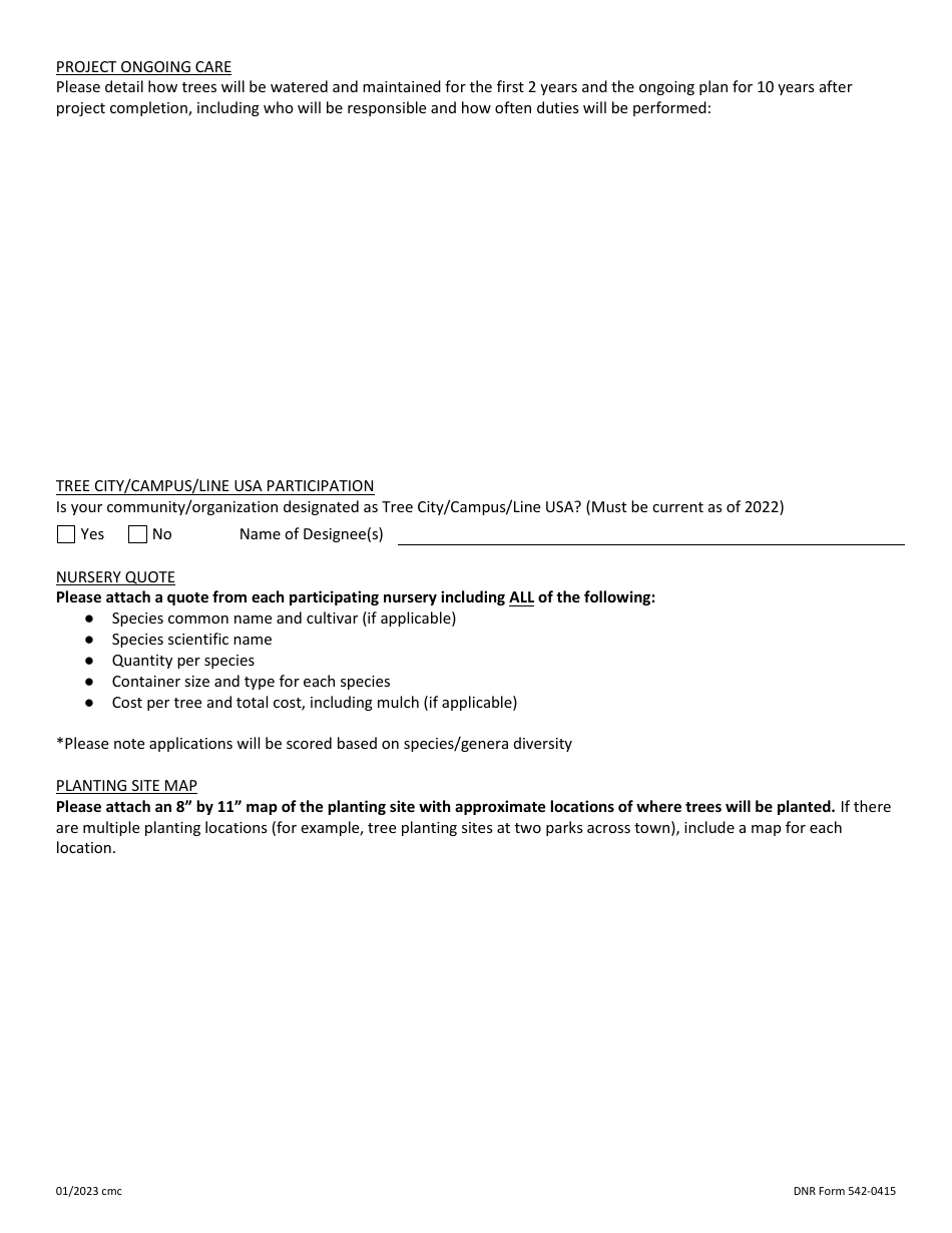 DNR Form 542-0415 Community Forestry Grant Program Application - Iowa, Page 9
