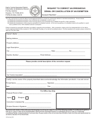 Document preview: Form 25.25(B) Request to Correct an Erroneous Denial or Cancellation of an Exemption - Harris County, Texas