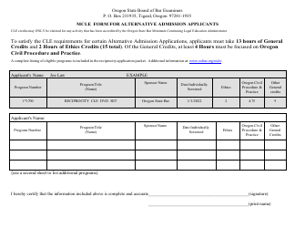 Document preview: Mcle Form for Alternative Admission Applicants - Oregon