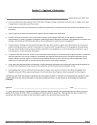 Application for Certificate of Eligibility for the Provisional License Program (Plp) - Oregon, Page 3