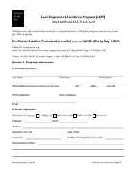 Annual Certification - Loan Repayment Assistance Program (Lrap) - Oregon, 2023