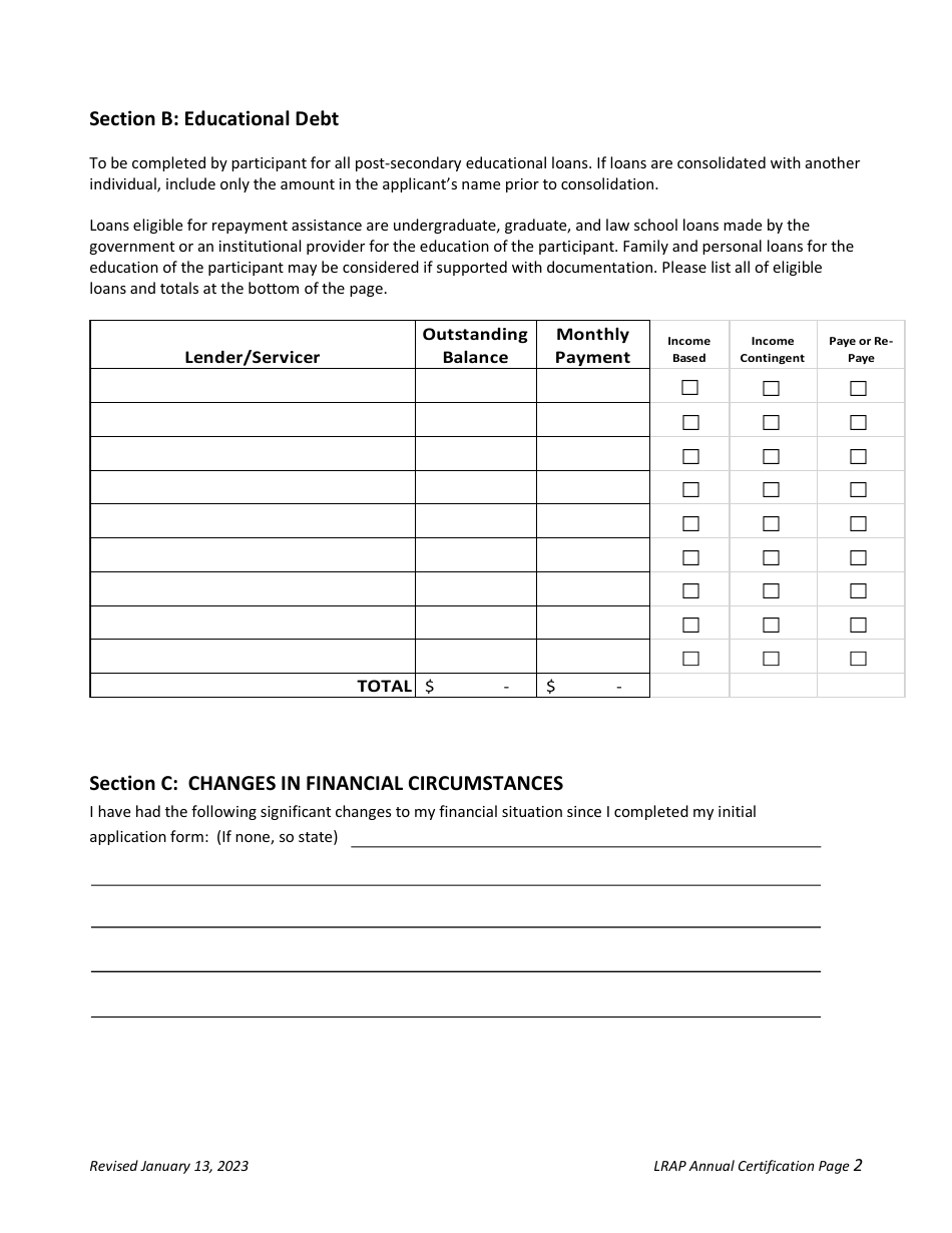 2023 Oregon Annual Certification - Loan Repayment Assistance Program 