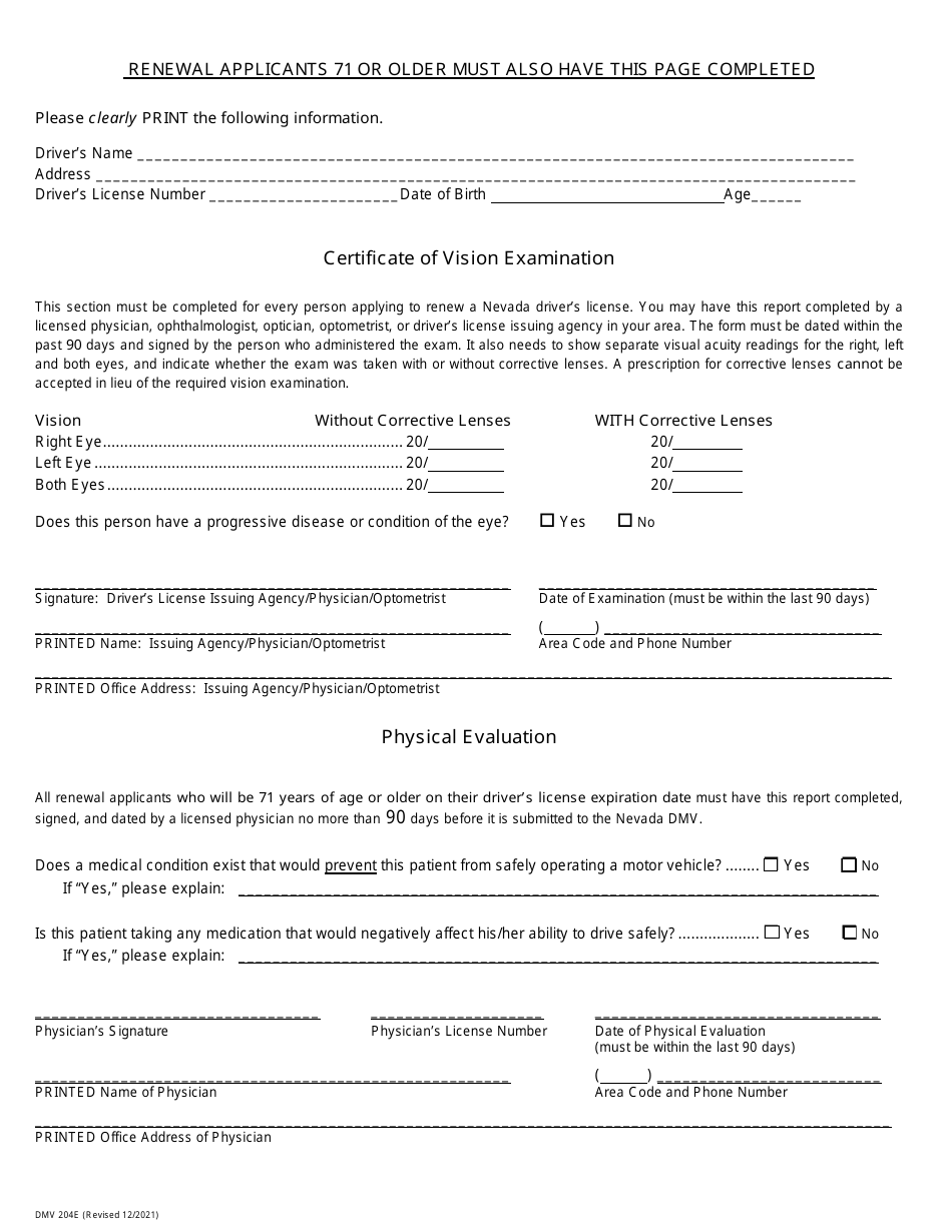 Form DMV204 Application for Driving Privilege or Id Card by Mail - Nevada, Page 3