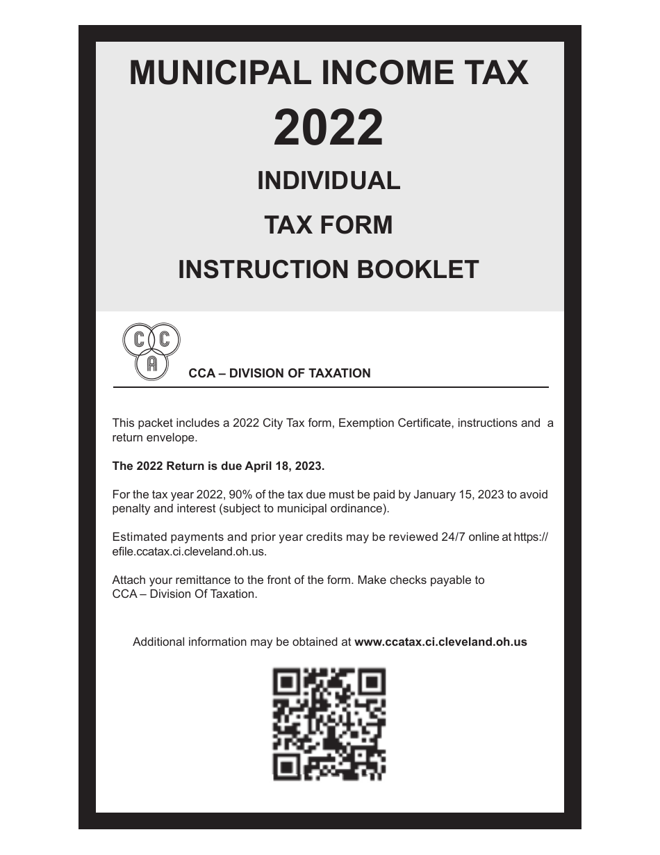 2022 City of Cleveland, Ohio Individual Tax Form Instruction Booklet