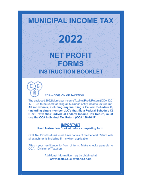 Net Profit Forms Instruction Booklet - City of Cleveland, Ohio, 2022