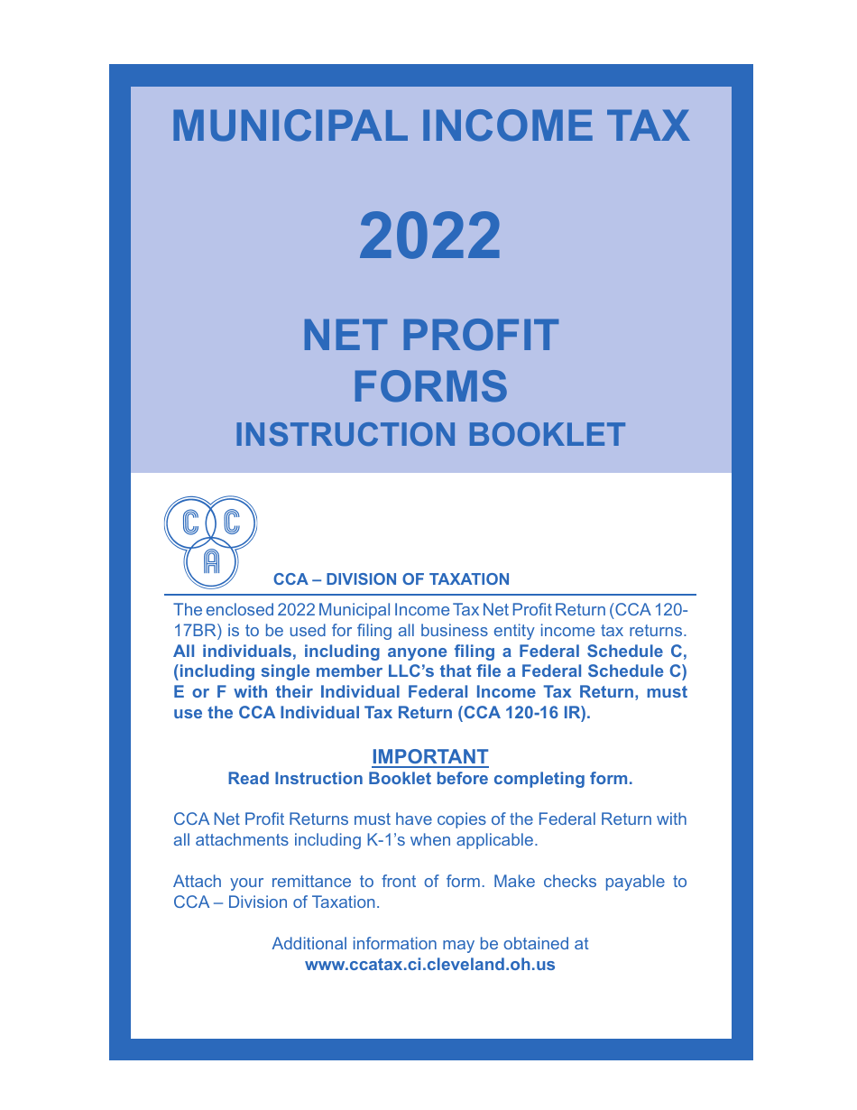 Net Profit Forms Instruction Booklet - City of Cleveland, Ohio, Page 1