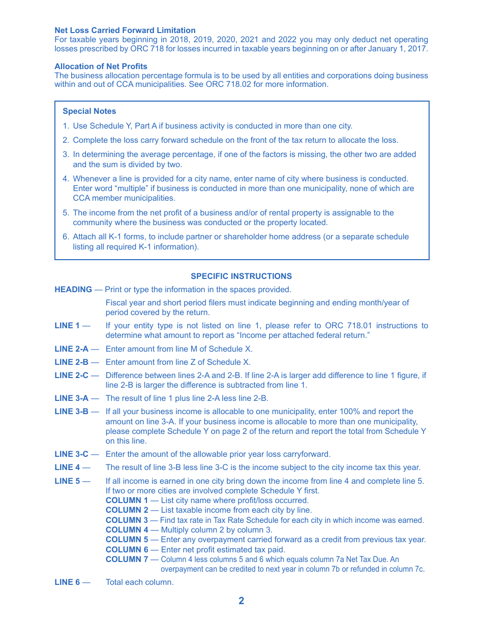 Net Profit Forms Instruction Booklet - City of Cleveland, Ohio, Page 3