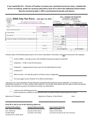 Taxpayer Assistance Form - City of Cleveland, Ohio