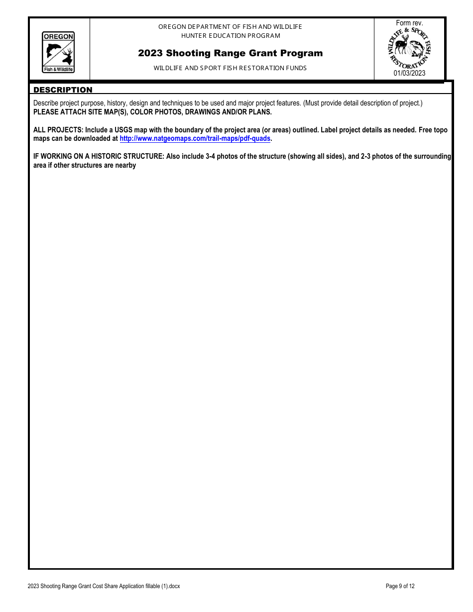 Shooting Range Grant Program Application - Oregon, Page 9