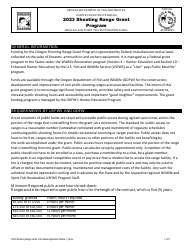 Document preview: Shooting Range Grant Program Application - Oregon, 2023