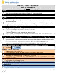 Form P_008_CHK Commercial Energy - Architectural Plan Review Checklist - City of Philadelphia, Pennsylvania