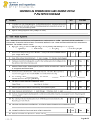 Form P_010_CHK Commercial Kitchen Hood and Exhaust System Plan Review Checklist - City of Philadelphia, Pennsylvania