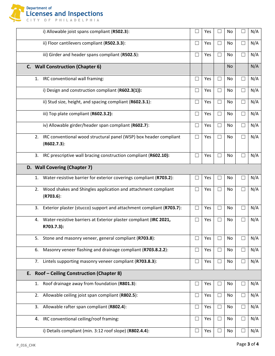 Form P_016_CHK - Fill Out, Sign Online and Download Printable PDF, City ...