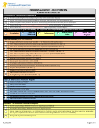 Document preview: Form P_024_CHK Residential Energy - Architectural Plan Review Checklist - City of Philadelphia, Pennsylvania