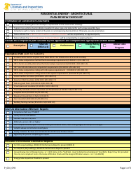 Form P_024_CHK Residential Energy - Architectural Plan Review Checklist - City of Philadelphia, Pennsylvania