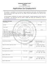 Application for Employment - Tennessee