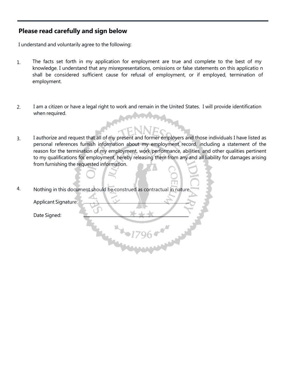 Application for Employment - Tennessee, Page 3