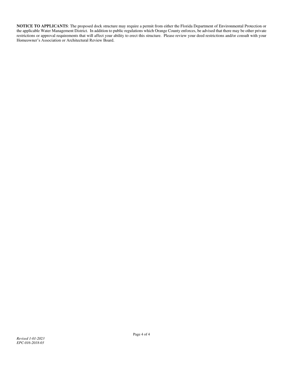 Application to Construct a Dock - Orange County, Florida, Page 4