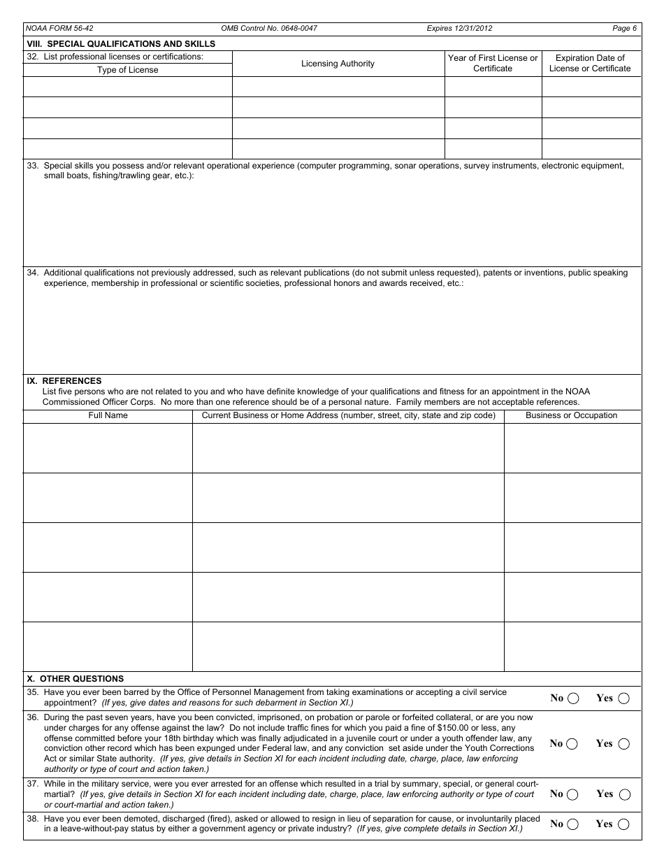 NOAA Form 56-42 - Fill Out, Sign Online and Download Fillable PDF ...