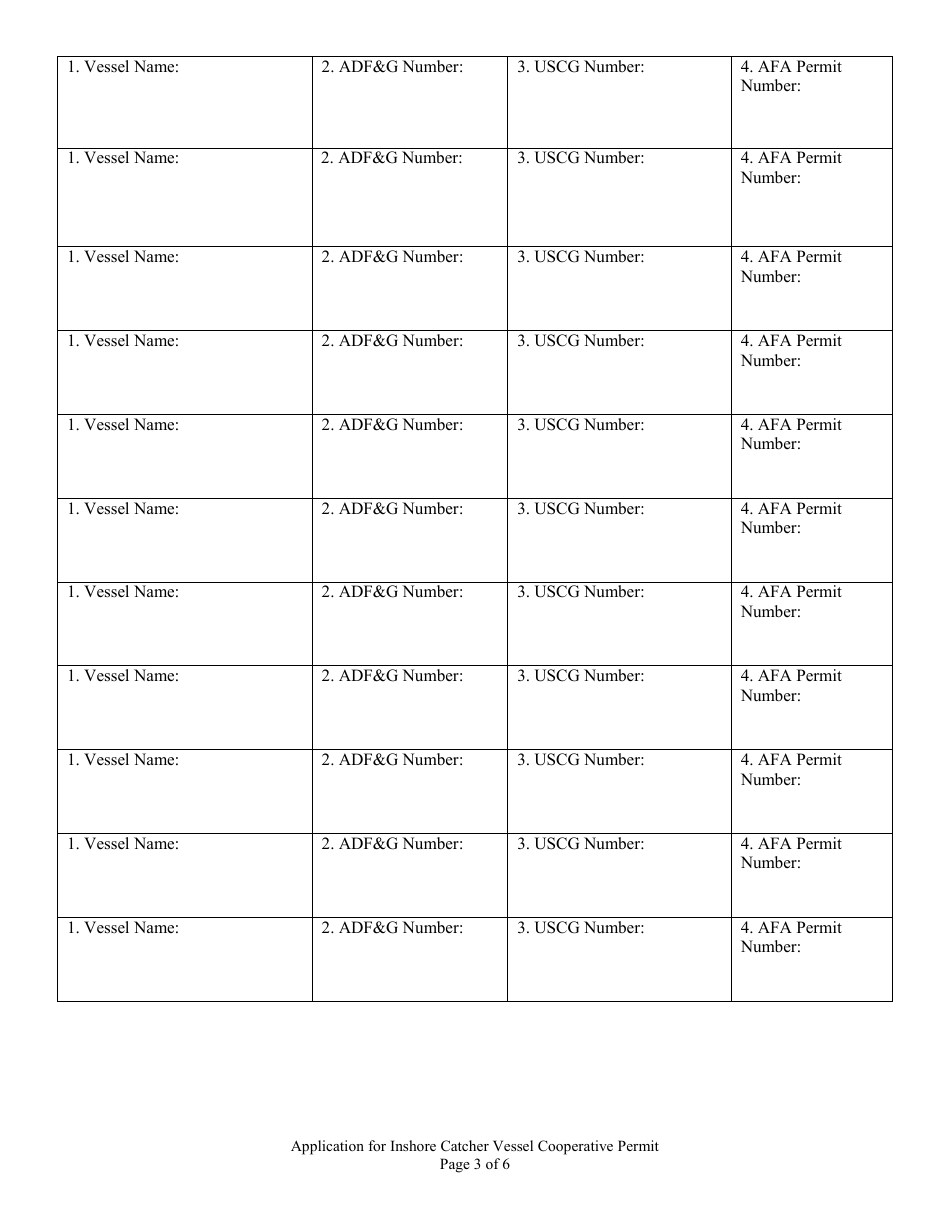 Application for Inshore Catcher Vessel Cooperative Permit, Page 3
